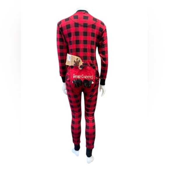 Lazy One Flapjacks NWT Long Johns Onsie Unisex Buffalo Plaid Size Small - Picture 2 of 8